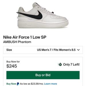 Nike Air Force one X ambush collab. Black & white panda color. Sold out sz 8.5W